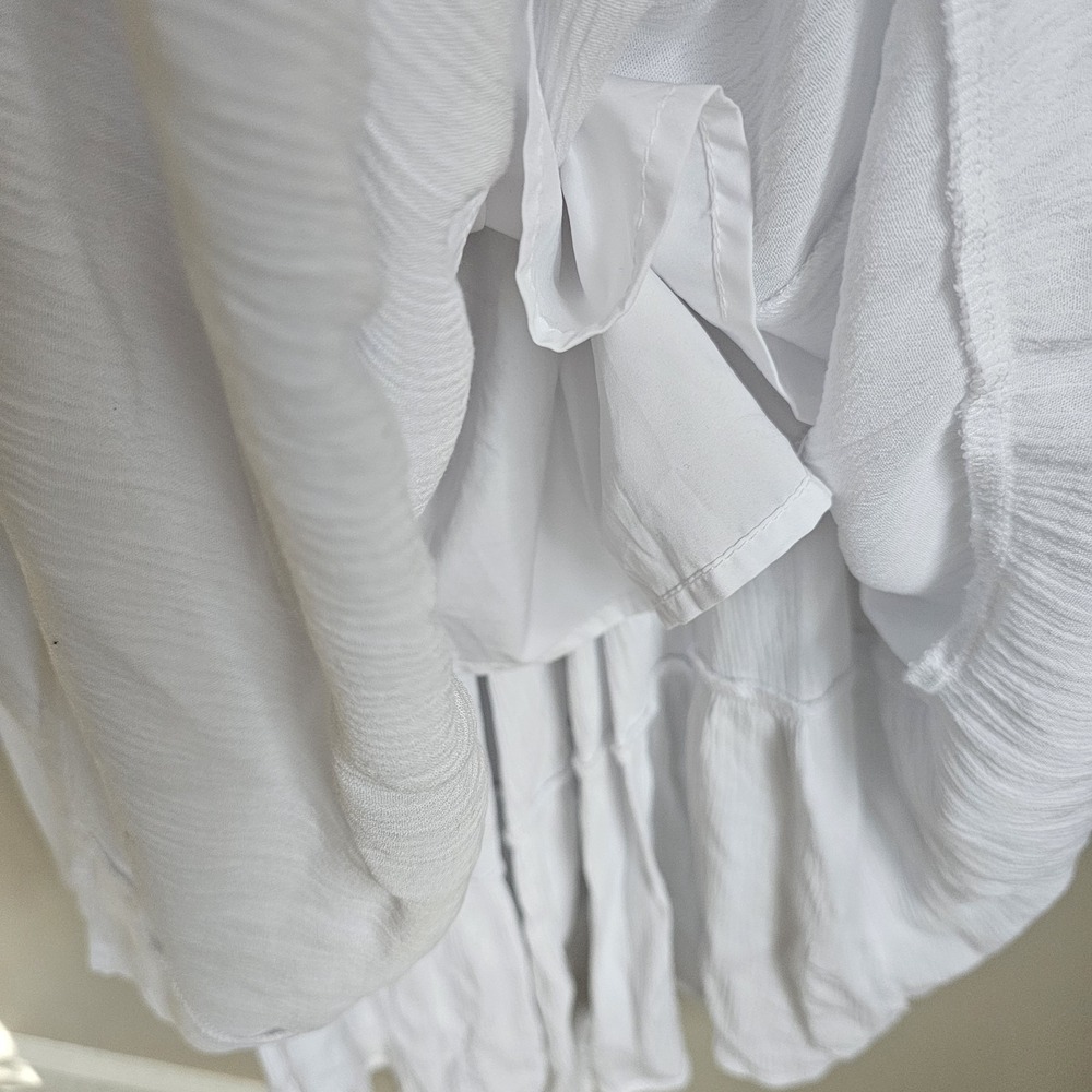 Hollister Womens XL White Tiered Maxi Dress NWT Viscose Milkmaid Puff Sleeve - Picture 6 of 13